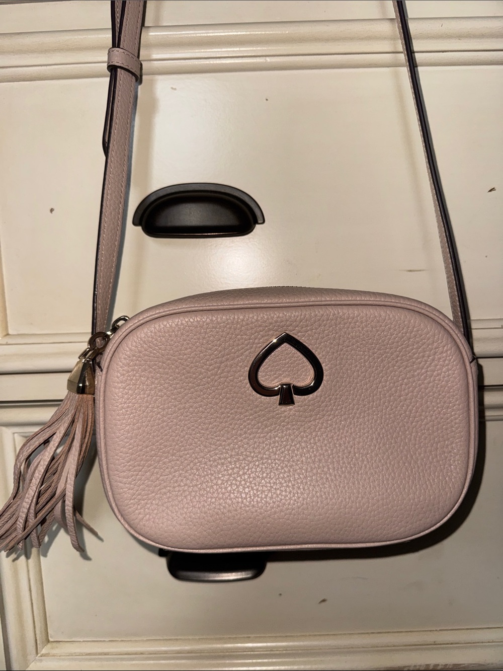 kate spade Pale Pink Pebbled Leather Tassel Crossbody